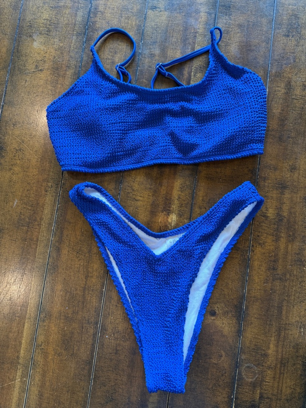 SHEIN Royal Blue Textured Bikini Set